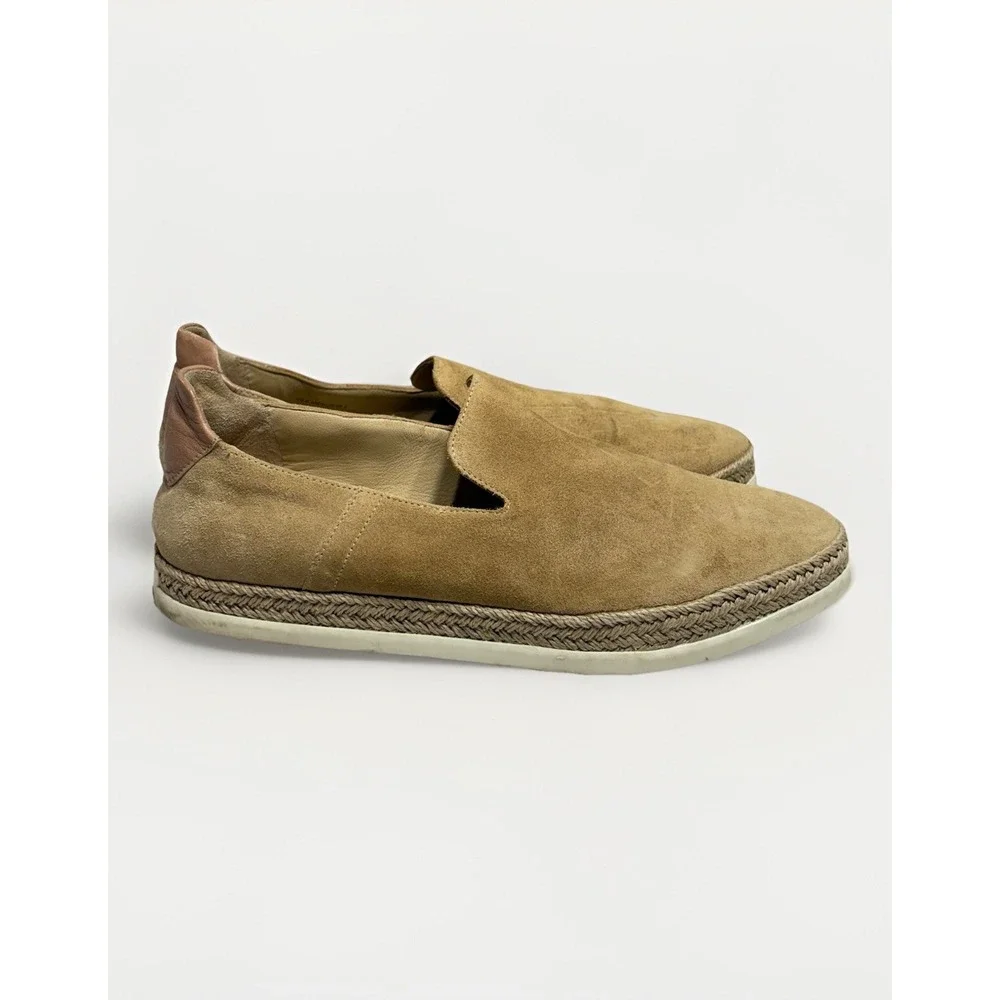 Vince Dillon‎ Brown Suede Espadrille Trim Whipstitch Sneakers Shoes Women's 8.5M